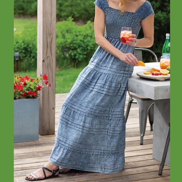 Soft Surroundings Rocaille Dress Maxi - Denim Blue Color - Size XL - NWT - Picture 3 of 10